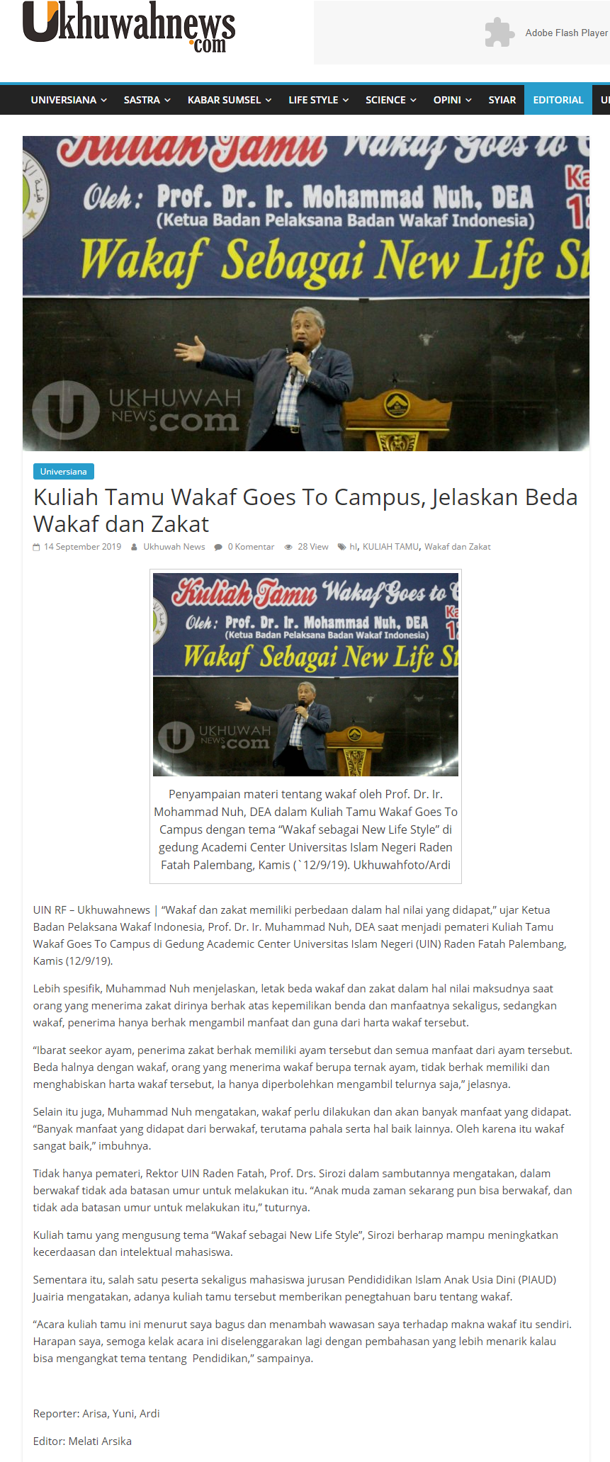 Kuliah Tamu Wakaf Goes To Campus, Jelaskan Beda Wakaf dan Zakat