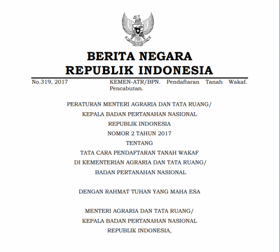 Peraturan Menteri Agraria Nomor 2 Tahun 2017 Tentang Tata Cara ...